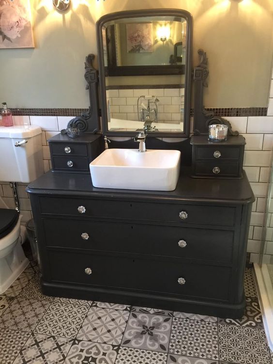 25 Unique Bathroom Vanities Made From, Dresser Used As Bathroom Vanity