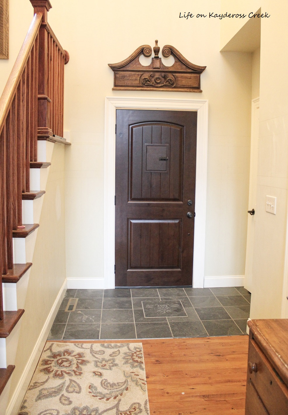 DIY Wainscoting entryway before - Life on Kaydeross Creek - Life on ...