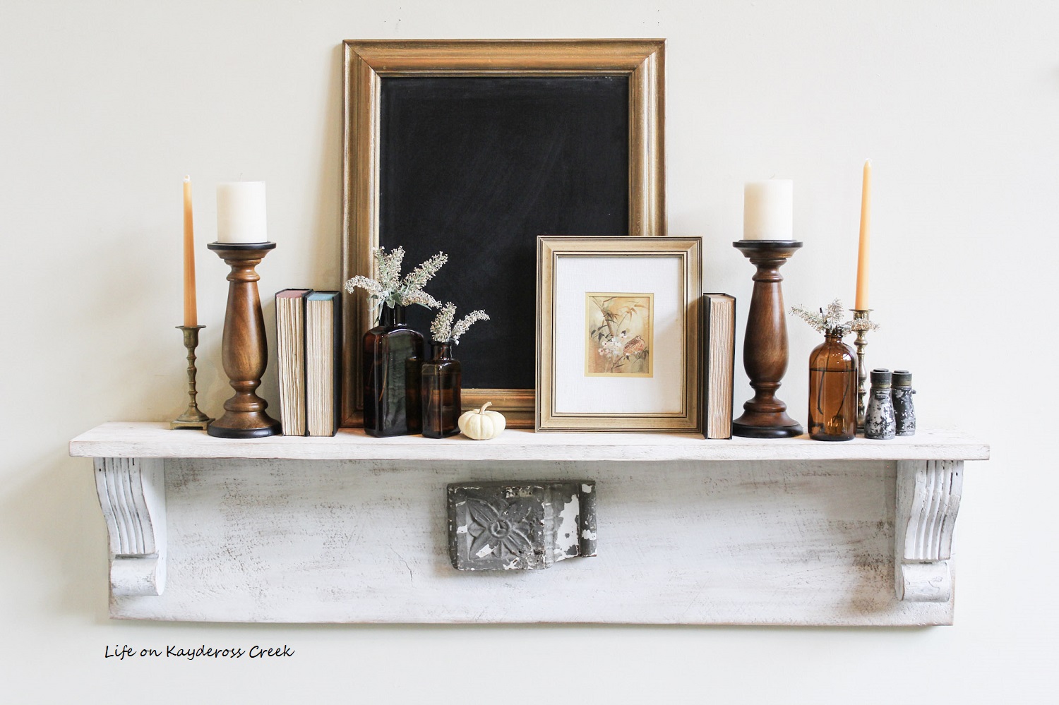 Shelf above sofa in great room - Life on Kaydeross Creek